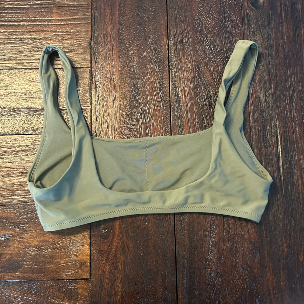 Aerie Wide Strap Scoop Top with Full Coverage Bottoms- Olive Green Bikini - Picture 11 of 12